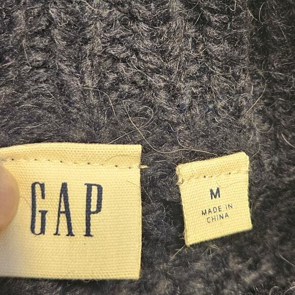 Gap Navy blue chunky cable knit mock turtleneck sweater.  Size M - Picture 4 of 5